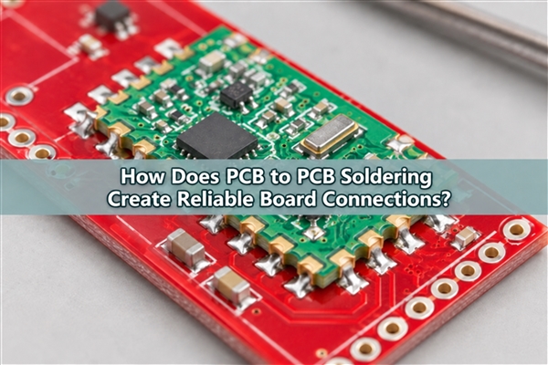 AI illustration of a castellated PCB module soldered onto a matching carrier board