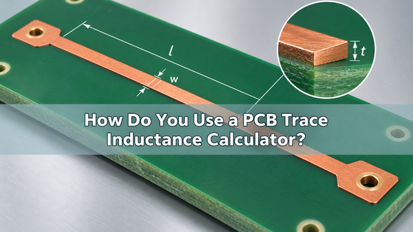 Technical illustration of a straight copper PCB trace with length, width and copper thickness dimensions