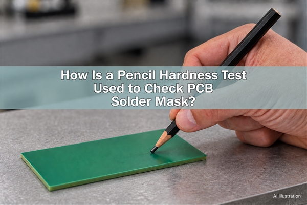 Illustration of a prepared graphite pencil contacting a supported solder-mask test coupon