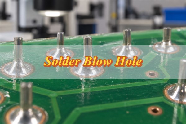 Solder blow hole on a plated through-hole solder joint