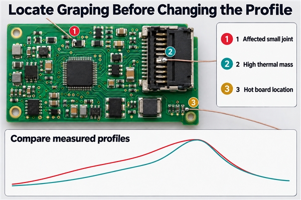 Illustrative thermocouple locations and qualitative profile comparison with no process setpoints