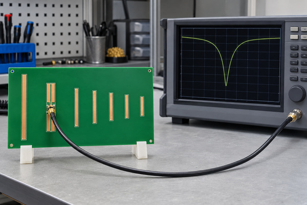 Yagi PCB antenna, vector network analyzer measurement of a fabricated antenna board